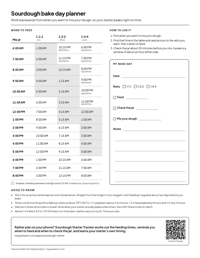 Preview of the Bake day planner
